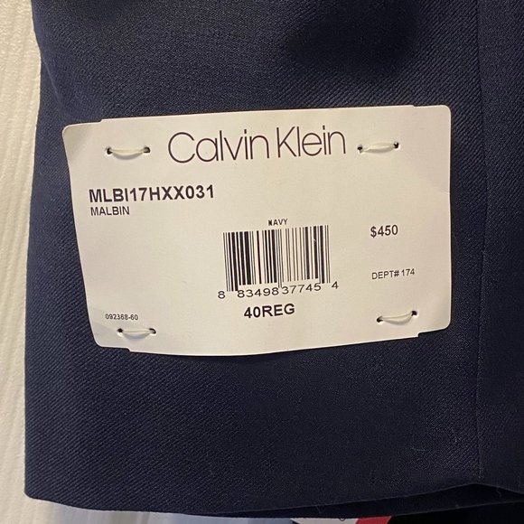 Calvin Klein Malbin 2 Button Slim Fit Suit Jacket Size 40 R NEW WITH TAGS - Picture 2 of 6